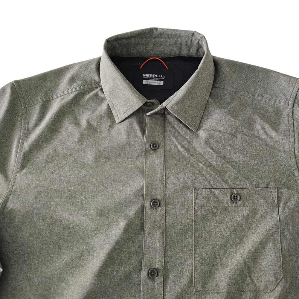 Merrell Men's Button Up Shirt‎ Outdoor Fishing Short Sleeve Performance Vented